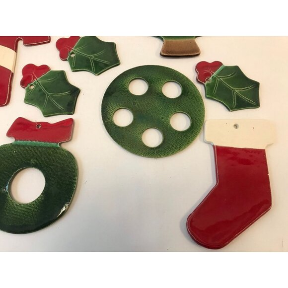 Vtg 13 Christmas Ceramic Pieces "JAM" Jo Anne Marquardt Loose From Wind Chimes - Picture 5 of 10